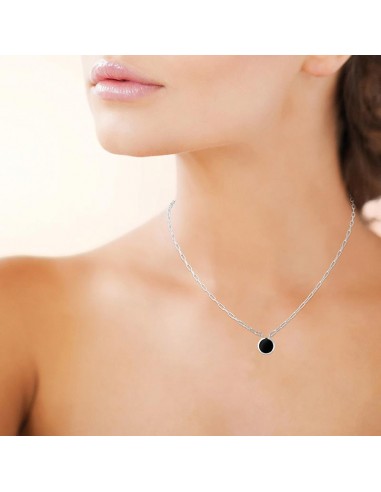 Pendentif - Agate Noire - Collier - Argent de pas cher