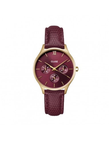 Minuit Multifonction - Rouge Cerise Cuir - Montre Cluse de technologie