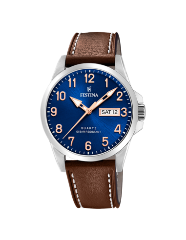 Classics - Modèle F20358/B - Cuir Marron & Bleu - Montre Festina vente chaude votre 