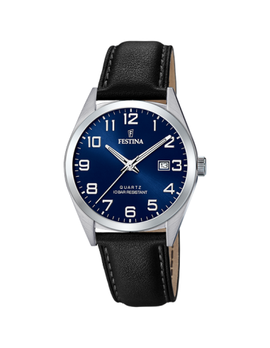 Classics - Modèle F20446/2 - Cuir Noir & Bleu - Montre Festina Faites des économies