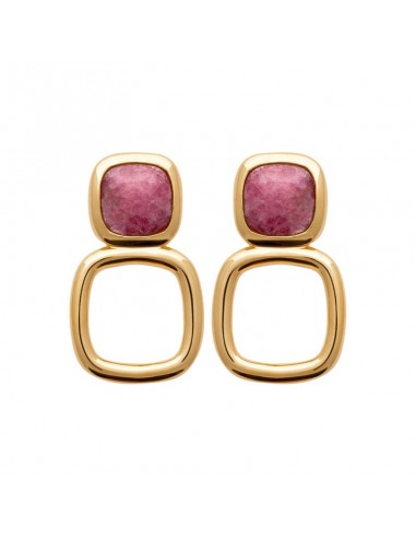 Rhodonite - Plaqué Or - Boucles d'Oreilles soldes