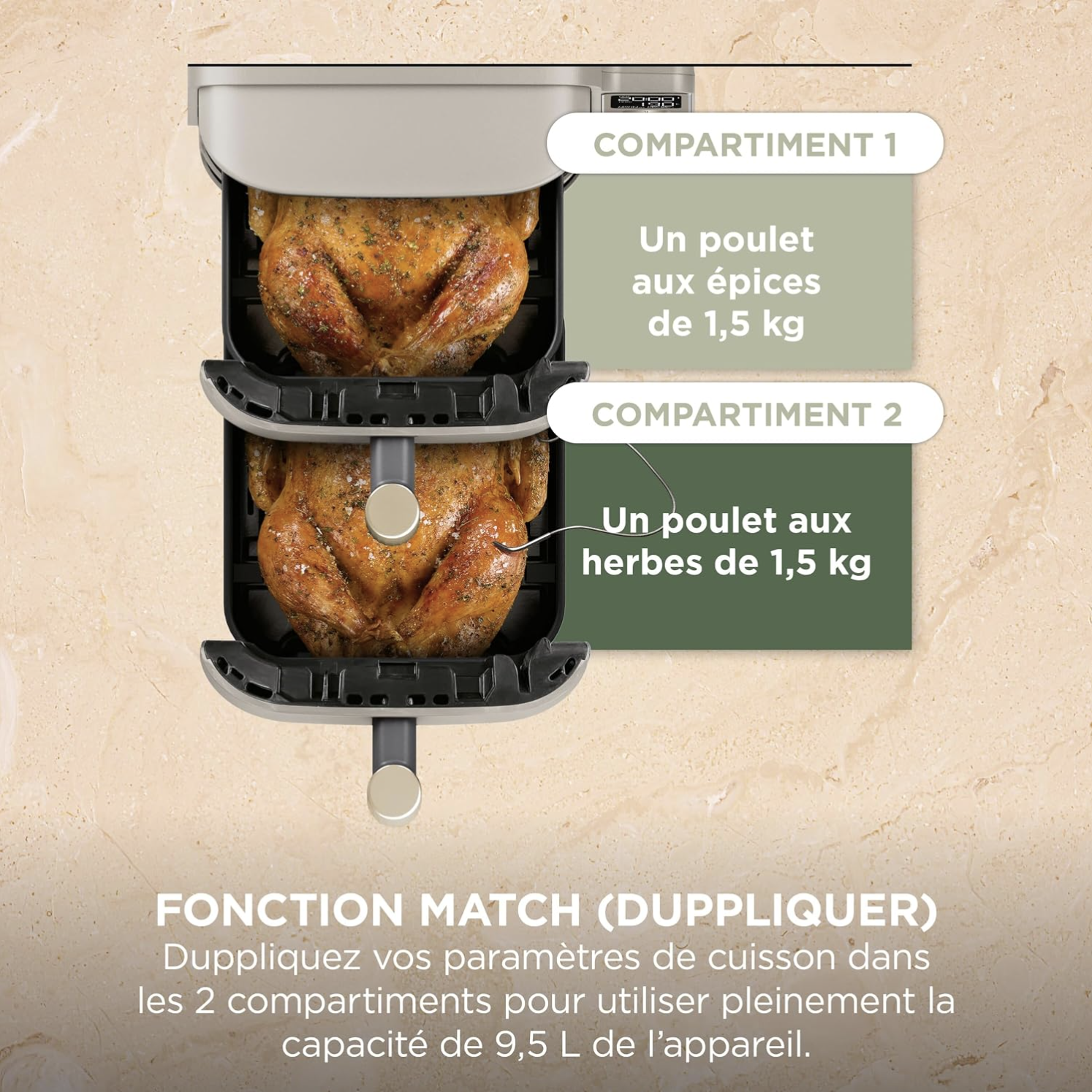 Macuisinefr Double Stack XL with Digital Thermoprobe, Air Fryer SL451EUSD – Image 7