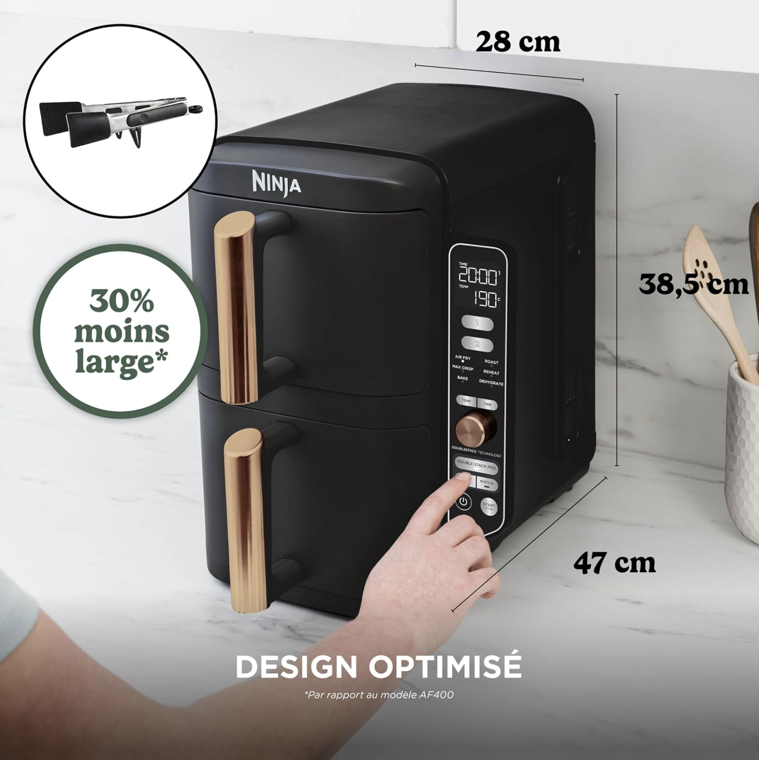 Friteuse sans huile Macuisinefr Double Stack XL 9,5 L – Noir et Cuivre – Image 4