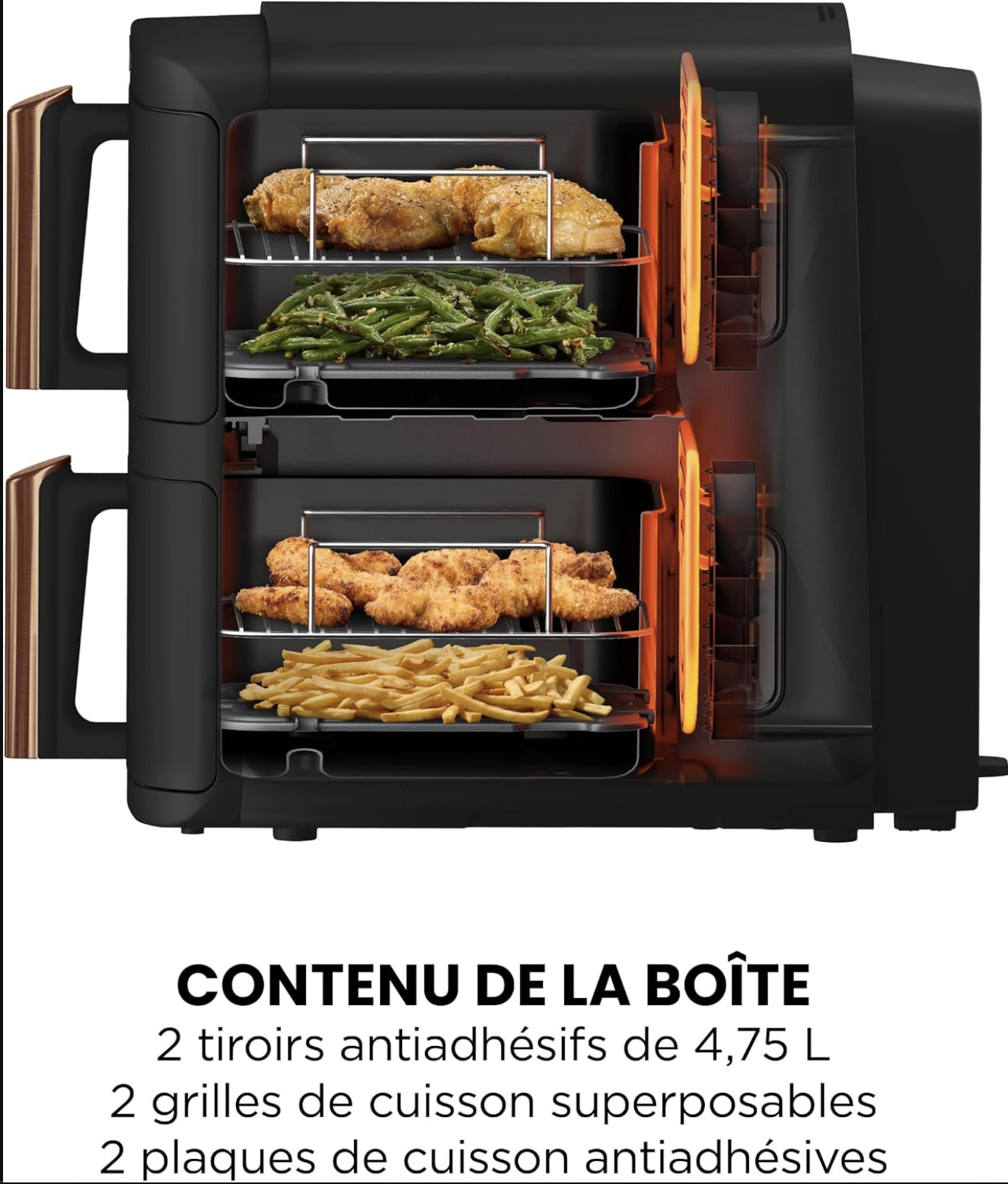 Friteuse sans huile Macuisinefr Double Stack XL 9,5 L – Noir et Cuivre – Image 6